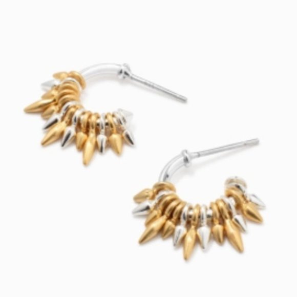 :: Stella & Dot | Ultra Dainty Renegade Mixed Metal Mini Hoops Retired - Picture 9 of 13